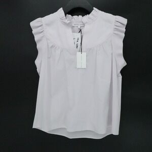 Melissa Nepton Isha Top Womens Large Light Lilac Sleeveless Ruffle Collar Blouse